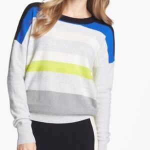 Diane Von Furstenberg 100% Cashmere Stripe Sweater Sz M